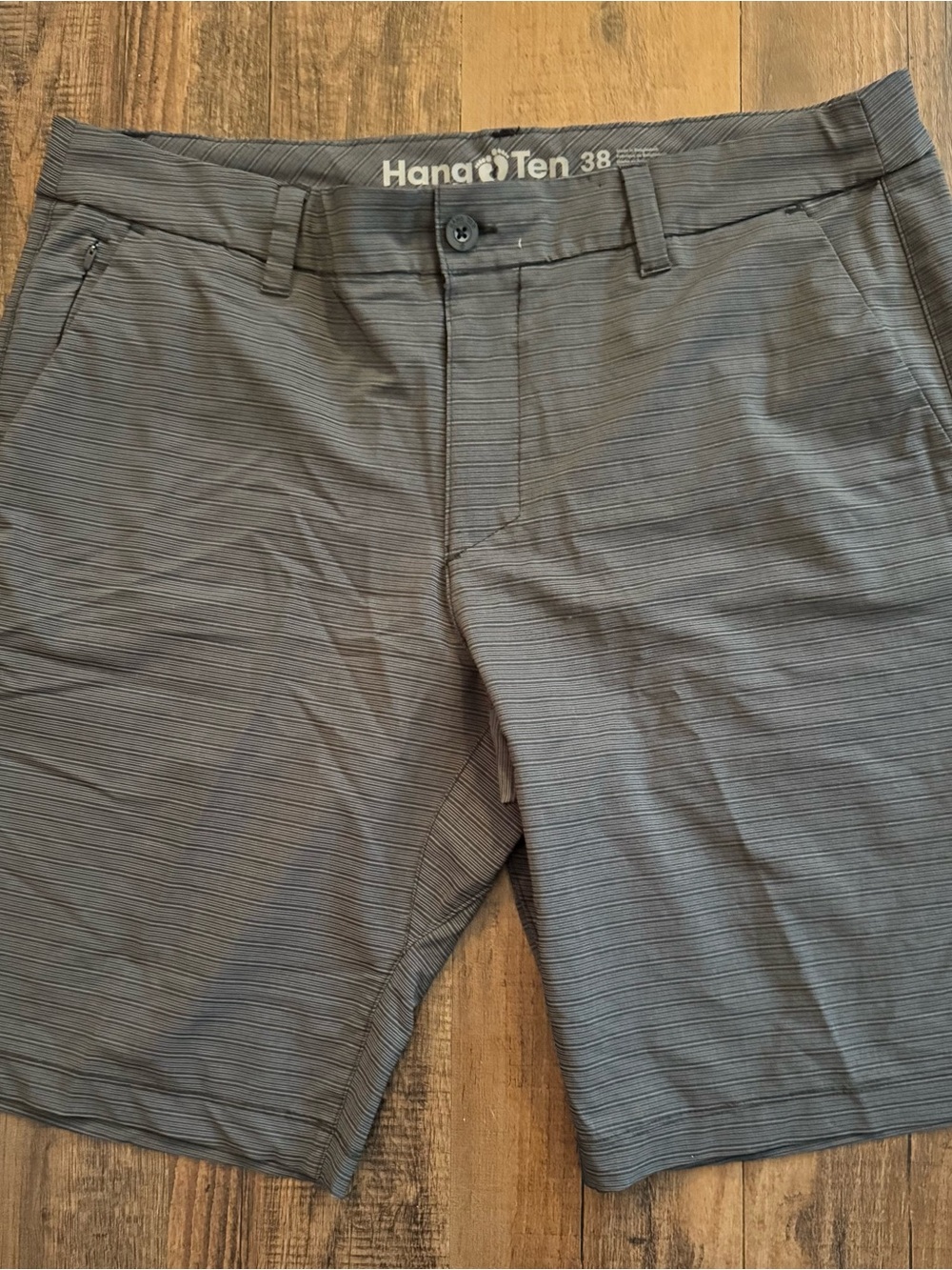 HANG TEN Shorts Men’s 38 Gray Striped Golf Performance Comfort Pockets Casual